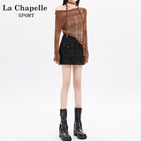 La Chapelle拉夏贝尔黑色短裙洋气显瘦a字裙秋冬小个子半身裙女工装包臀裙子