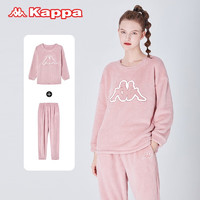 KAPPA卡帕睡衣女法兰绒保暖厚款套装可外穿时尚套头家居服 绒粉 M码 (90-105斤)