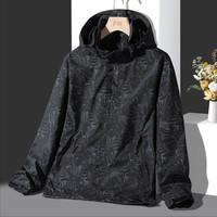 金盾（KINDON）户外枫叶款冲锋男女衣潮流时尚服装款风衣外套 男款黑色 L女款重95-110斤高155-160cm