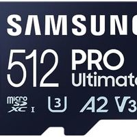 Samsung 三星 PRO Ultimate microSD 存储卡(MB-MY512SA/WW),512 GB,UHS-I U3,全高清 & 4K 超高清,200 MB / 秒读取,130 MB / 秒写入,适用于智能手机,无人机或运动相机,包括 SD 适配器