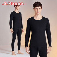 KAPPA【暖绒锁热】卡帕修身显瘦圆领秋衣裤套装男内搭男士保暖内衣套装 黑色 XXL
