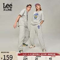 LeeXLINE23松紧腰灰色男女同款针织卫裤LUB005419CUH-848 灰色（尺码偏大，小一码购买） L