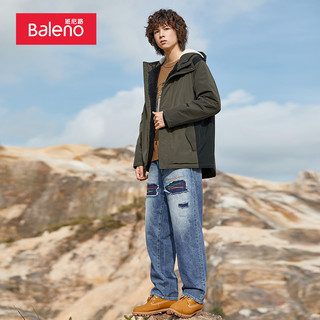 班尼路（Baleno）秋冬棉服男港风简约休闲连帽棉衣宽松长袖保暖加厚外套 0G12 S