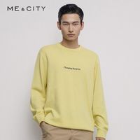 MECITY男装春季休闲简约胸前字母长袖毛衫舒适圆领毛衣男