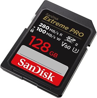 SanDisk 闪迪 至尊极速 SDXC UHS-II 存储卡 V60 128 GB（280 MB 秒、6K、4K UHD、U3、C10、Rescue PRO Deluxe）