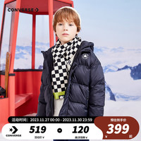 Converse 匡威儿童男童连帽羽绒服秋冬季保暖外套女大童短款加厚上衣 正黑色 120cm(6)