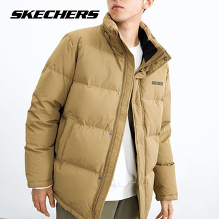 Skechers斯凯奇男子梭织短款羽绒服保暖运动休闲外套款L321M168 L321M168-01N2 L