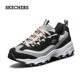 斯凯奇（Skechers）秋季女士舒适软底老爹鞋百搭透气小白鞋厚底增高熊猫鞋 143-BKGY黑色/灰色 35.5