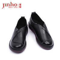 JINHOU 金猴 头层牛皮女鞋春季坡跟单鞋简约舒适通勤鞋单鞋