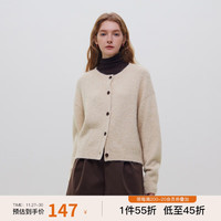 范思蓝恩23FS14103经典百搭针织上衣彩色圆领长袖开衫毛衣外套女 香草色 M