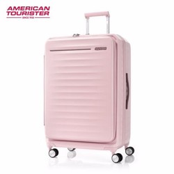 AMERICAN TOURISTER 美旅 箱包（AmericanTourister）拉杆箱 前开盖行李箱登机胖胖箱USB充电接口可扩展HJ3 25英寸粉色