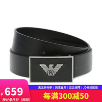 阿玛尼（Emporio Armani）皮带男士鹰标LOGO板扣商务正装腰带盒装Z 黑色 105