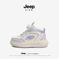 Jeep 吉普 儿童皮面旋钮高帮板鞋 防水中大童跑鞋