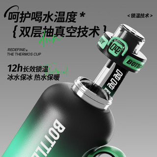 BOTTLED JOY一博316保温壶 冰火吨吨桶大容量水壶杯家用热水壶出街保暖壶 1L酷黑绿+吸喝弹盖+316不锈钢