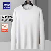 罗蒙（ROMON）德绒针织衫男冬纯色毛衣中青年时尚百搭打底衫 302白色 170