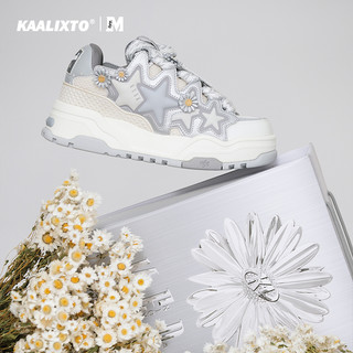 KAALIXTO &MEDM联名银灰色面包鞋冬小众设计星星鞋