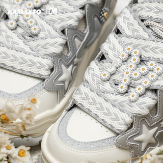 KAALIXTO &MEDM联名银灰色面包鞋冬小众设计星星鞋
