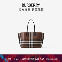 BURBERRY 博柏利 女包 格纹拼皮革中号托特包80696591