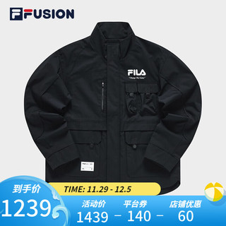 斐乐（FILA） FUSION潮牌男子梭织外套季时尚宽松休闲上衣 深黑-BK 180/100A/XL