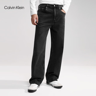 Calvin Klein Jeans男士复古黑色水洗微弹宽松阔腿牛仔裤J325477 1BY-牛仔黑 32