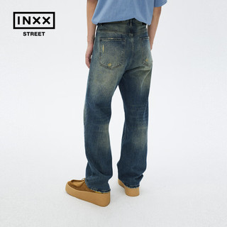 英克斯（inxx）潮牌宽松直筒牛仔裤长裤ISD3221360 牛仔蓝色 M