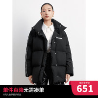 太平鸟设计感立领羽绒服女2023冬美式休闲轻暖外套白鸭绒 黑色 XS
