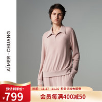 爱慕睡衣女原典系列条绒翻领长袖上衣家居服CA811052 玄茶色68B 160