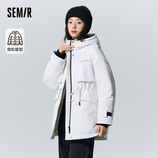 Semir 森马 长光卫星联名羽绒服女中长款收腰三防2023冬装 白色调00311 160/84A/M