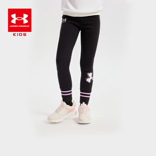 安德玛（UNDERARMOUR）童装儿童紧身运动裤透气舒适亲肤女大小童加绒保暖弹力裤 黑色 150cm