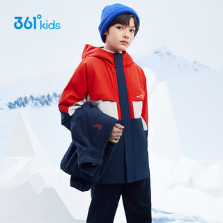 361°童装 儿童外套男女童三合一保暖梭织上衣两件套 火红175