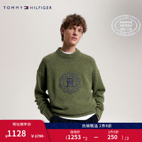 TOMMY HILFIGER 男女羊毛混纺粗花呢宽松针织毛衣33127 橄榄绿MS2 M