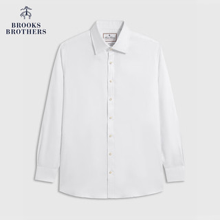 布克兄弟（BrooksBrothers）男士纯棉超修身商务长袖正装衬衫 1001-白色 18/34