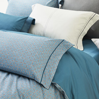 罗莱全棉套件被套床单枕套 尚 城市星光（蓝色） 1.8/2.0米宽床适用被套220*250cm