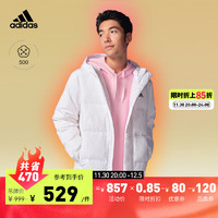 adidas 阿迪达斯 轻运动男女同款冬季500蓬保暖连帽鸭绒羽绒服 白色 A/2XS