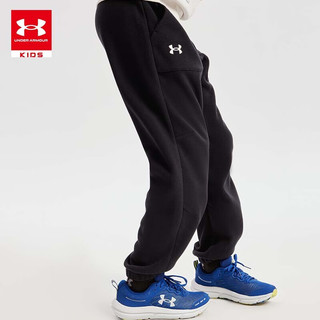 安德玛（UNDERARMOUR）男大童加绒针织长裤秋冬加厚保暖休闲舒适儿童裤子男童运动长裤 黑色 150cm