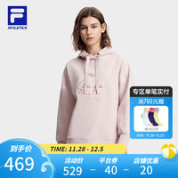 FILA斐乐女子针织连帽上衣简约宽松运动卫衣 裸粉色-PK 170/88A/L