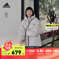 adidas阿迪达斯轻运动男女同款冬570蓬双面穿保暖鸭绒羽绒服 米色 A/S