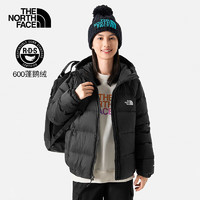 北面（The North Face）羽绒服女户外保暖防泼水600蓬连帽外套 7QVV JK3 S/155