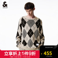 杰克·琼斯(JACK&JONES)男士百搭简约时尚圆领长袖格纹针织衫毛衣223425006 白帽灰A03 180/100A/L
