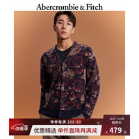 Abercrombie & Fitch 男装 秋冬时尚复古碎花图案毛衣美式通勤百搭针织开衫 353858-1 海军蓝图案 XS (170/84A)