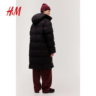 H&M男装标准版型长棉服1183108 黑色 165/84A