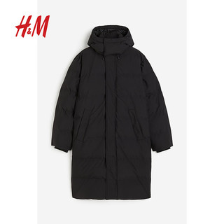 H&M男装标准版型长棉服1183108 黑色 165/84A