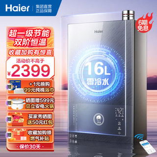 Haier 海尔 燃气热水器燃气天然气16升家用冷凝式wifi智控META 16升 星蕴银