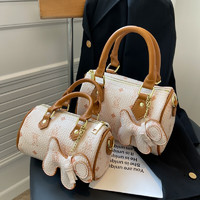 MOVEON 慕昂 质感手提包波士顿包包女2023新款高级感粉色时尚百搭斜挎包枕头包 米白色 小号