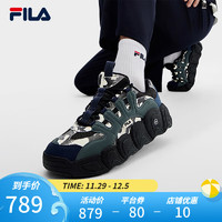 FILA 斐乐 Études运动鞋男2023冬款可颂鞋休闲鞋老爹鞋 黑/都市灰-BU 42