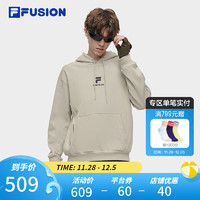 FILA FUSION斐乐潮牌男子针织连帽上衣时尚纯棉卫衣 麂皮-BG 165/88A/S