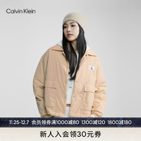 Calvin Klein  Jeans24春季女士抽绳下摆大口袋衬衫式棉服外套J222917 AAT-象牙黄 M