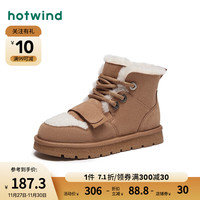 热风冬季女士时尚加绒加厚雪地靴甜酷拼色保暖休闲靴潮 02棕色 37(正码)