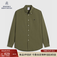 布克兄弟（BrooksBrothers）男士经典扣结领长袖衬衫 B345-绿色 L