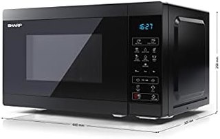 SHARP YC-MS02U-B 800W Solo数字触控微波炉，容量 20 升，11 个功率级别和 8 个烹饪程序 - 黑色